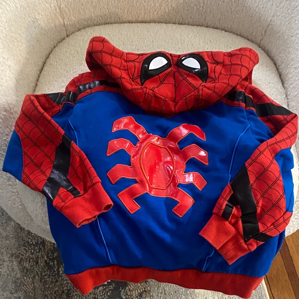 Spider-Inspired Kids Blue & Red Hoodie Costume - Superhero Pullover